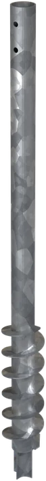Render di un T-Block su misura senza testa, a tubo unico Ø60, lungo 1260 mm, con due fori passanti in asse.